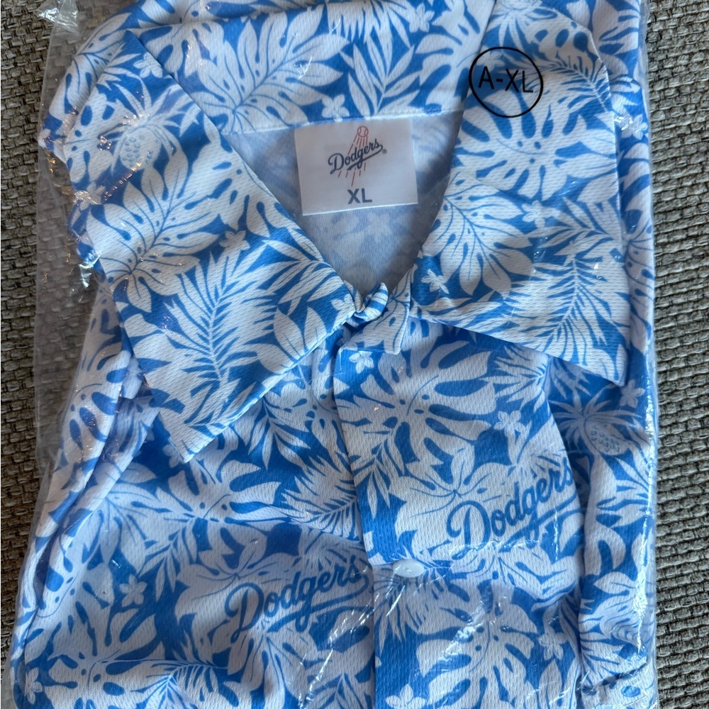 LA Dodgers Blue and White Casual Button Down Shirt